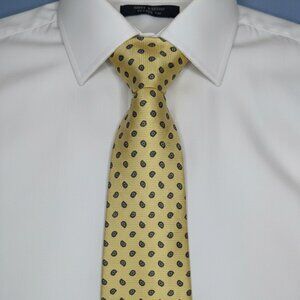Vintage John Henry Silk Tie – Yellow Paisley Micro-Pattern